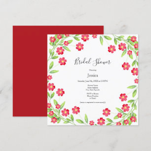 Red Watercolor Blommigt Wandeans Inbjudningar