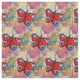Red Watercolor Butterflies Mönster Vintage Cute Tyg