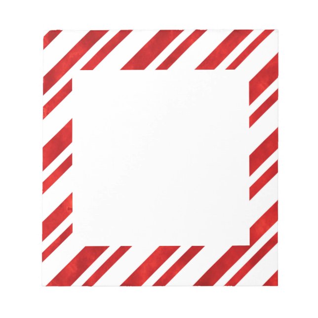 Red Watercolor Candy cane Rand Anteckningsblock (Framsida)