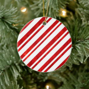 Red Watercolor Candy cane Rand Julgransprydnad Keramik