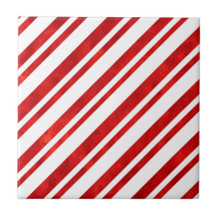 Red Watercolor Candy cane Rand Kakelplatta