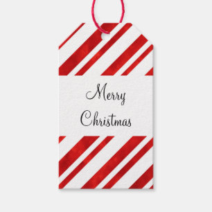 Red Watercolor Candy cane Rand Presentetikett