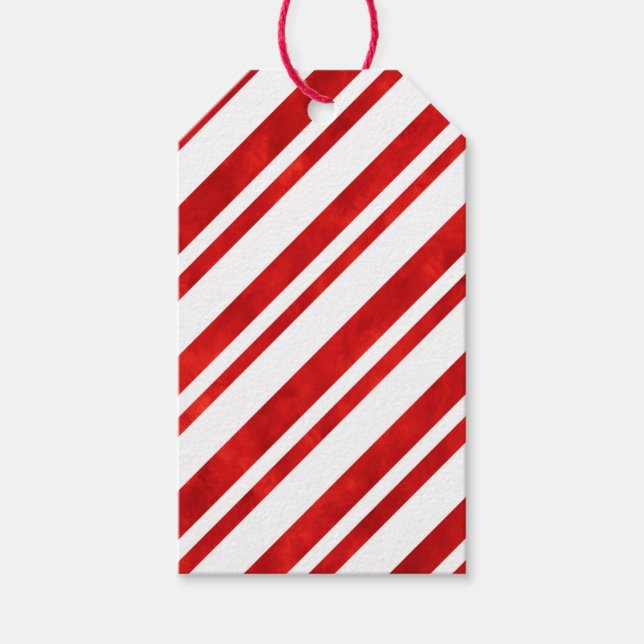 Red Watercolor Candy cane Rand Presentetikett (Framsidan)