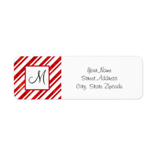 Red Watercolor Candy cane Rand Returadress Etikett