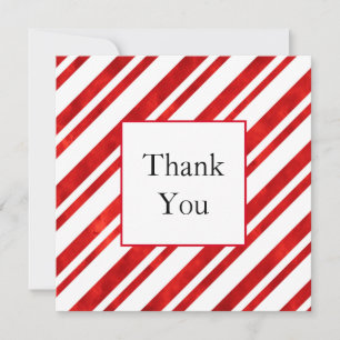 Red Watercolor Candy cane Rand Tack Kort