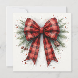 Red Watercolor Christmas Bow Kort