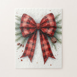 Red Watercolor Christmas Bow Pussel