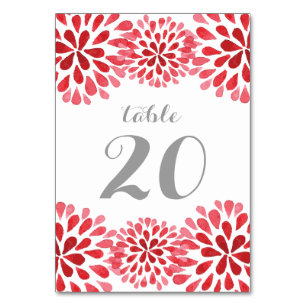 Red Watercolor Chrysanthemum Bordsnummer Card