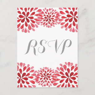Red Watercolor Chrysanthemum OSA Postcard Inbjudan Vykort