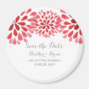 Red Watercolor Chrysanthemum Spara datumet Magnet