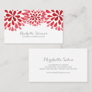 Red Watercolor Chrysanthemums Visitkort