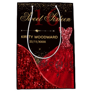 Red Watercolor Dress Sweet 16 Birthday