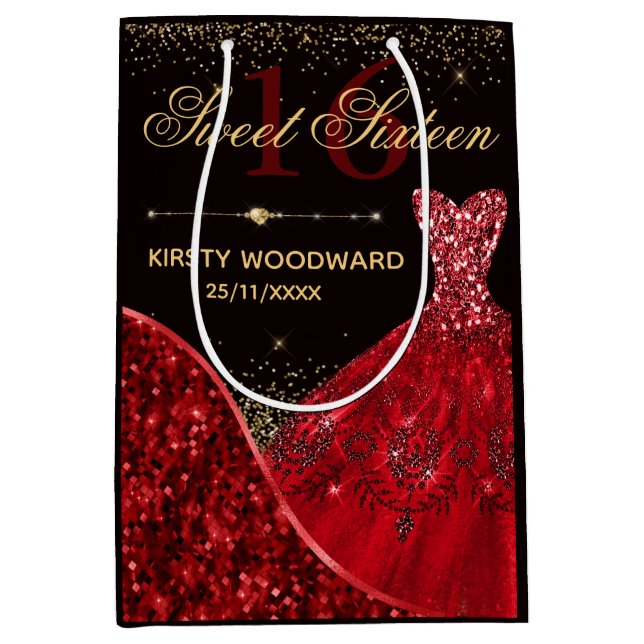 Red Watercolor Dress Sweet 16 Birthday (Framsidan)