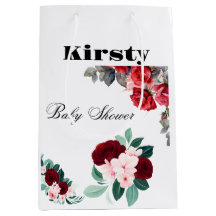 Red Watercolor Flower Baby Shower