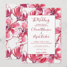 Red Watercolor Flowers Bröllop