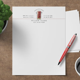 Red Watercolor Front Dor Personlig Company Brevhuvud