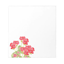 Red Watercolor Geraniums 2 Anteckningsblock