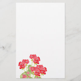Red Watercolor Geraniums 2 Brevpapper