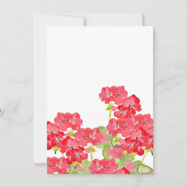 Red Watercolor Geraniums Anteckningskort (Framsida)