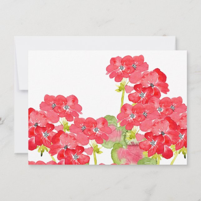 Red Watercolor Geraniums Tack Kort (Baksida)