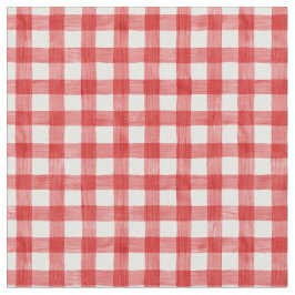 Red Watercolor Gingham Fabric Tyg