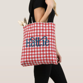 Red Watercolor Gingham Personlig Tygkasse