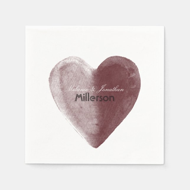 Red Watercolor Heart Pappersservett (Framsidan)