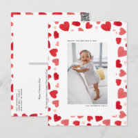 Red Watercolor Hearts Photo Happy Valentine Day