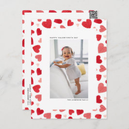 Red Watercolor Hearts Photo Happy Valentine Day Helg Vykort