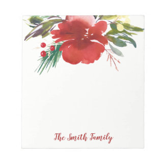 Red Watercolor jul Flower Anteckningsblock