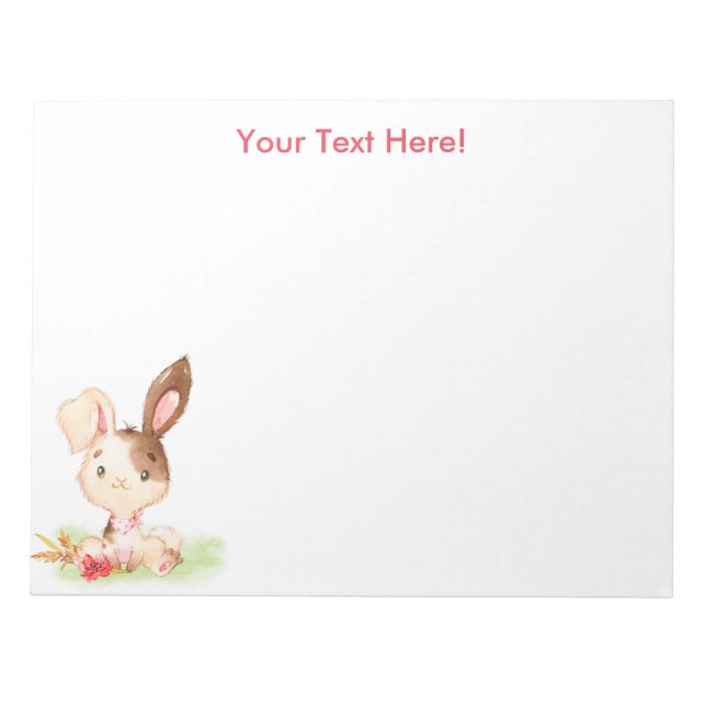 Red Watercolor Little Bunny Anteckningsblock (Framsida)