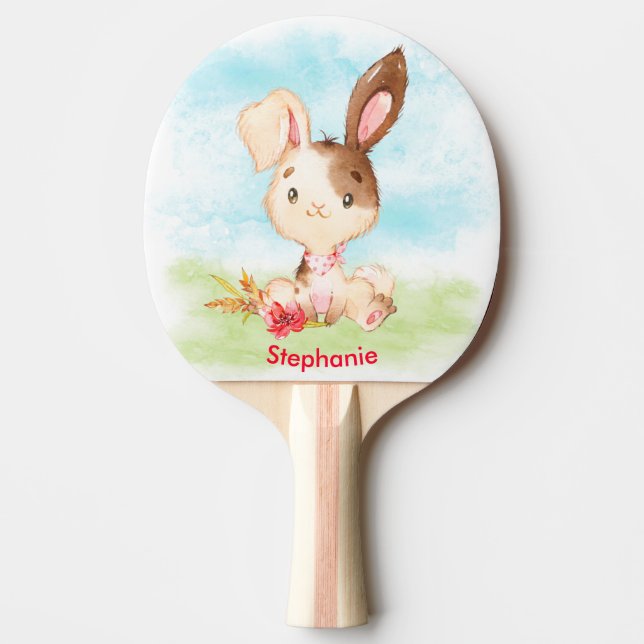 Red Watercolor Little Bunny Pingisracket (Framsidan)