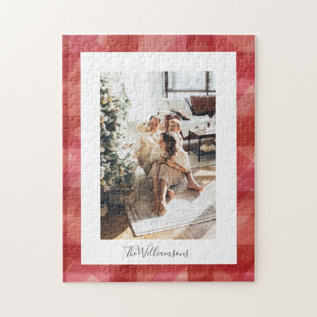 Red Watercolor Play Rustic-julfoto  Pussel (Vertikal)