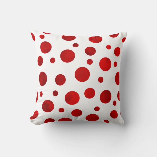 Red Watercolor Polka dots Kudde (Framsida)