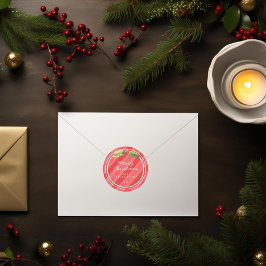 Red Watercolor Rand jul Gift Stickers Runt Klistermärke