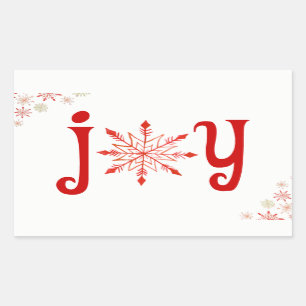 Red Watercolor Snowflake Joy Stickers Rektangulärt Klistermärke
