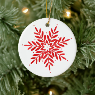 Red Watercolor Snowflake Julgransprydnad Keramik