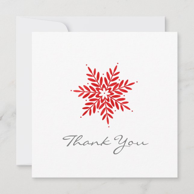 Red Watercolor Snowflake Tack Kort (Framsida)