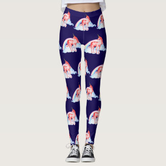Red Watercolor Unicorn Leggings