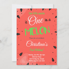 Red Watermelon 1:a födelsedagsinbjudan Inbjudningar
