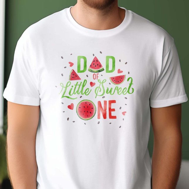Red Watermelon Sommar 1:a födelsedagen, Pappa T Shirt (Red One in a melon themed, baby girl 1st birthday , t-shirt for dad.)