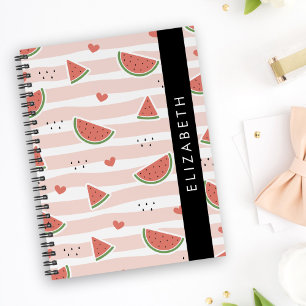 Red Watermelons, Hearts, Rand, ditt namn Anteckningsbok