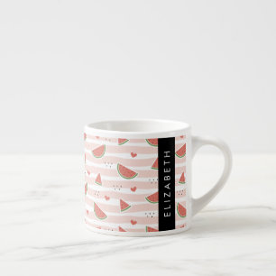 Red Watermelons, Hearts, Rand, ditt namn Espressomugg