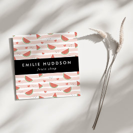 Red Watermelons, Hearts, Rand, ditt namn Fyrkantigt Visitkort