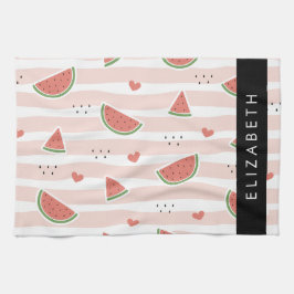 Red Watermelons, Hearts, Rand, ditt namn Kökshandduk