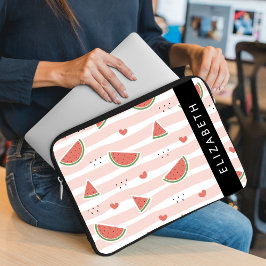 Red Watermelons, Hearts, Rand, ditt namn Laptop Fodral