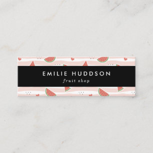 Red Watermelons, Hearts, Rand, ditt namn Mini Visitkort