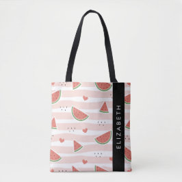 Red Watermelons, Hearts, Rand, ditt namn Tygkasse