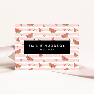 Red Watermelons, Hearts, Rand, ditt namn Visitkort