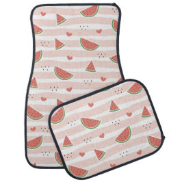 Red Watermelons, Hearts, Rand, Summer Mönster Bilmatta